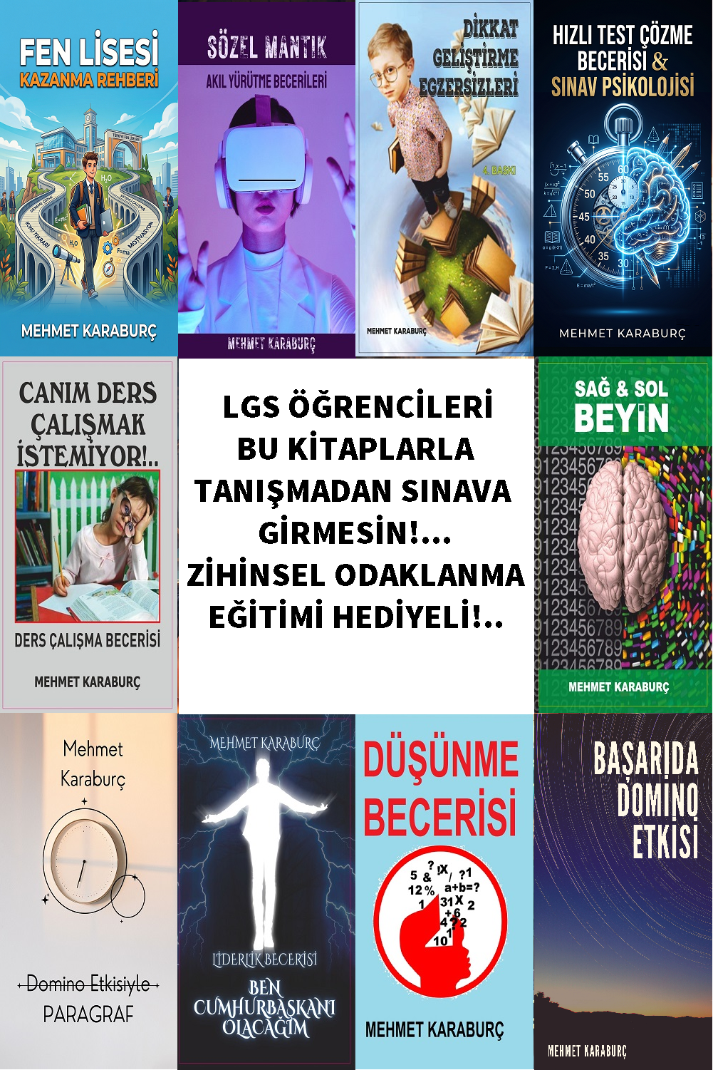 LGS Özel Başarı ve Motivasyon Seti (10'lu Set) – Mehmet Karaburç (Online Zihinsel Odaklanma Eğitimi Hediyeli!)